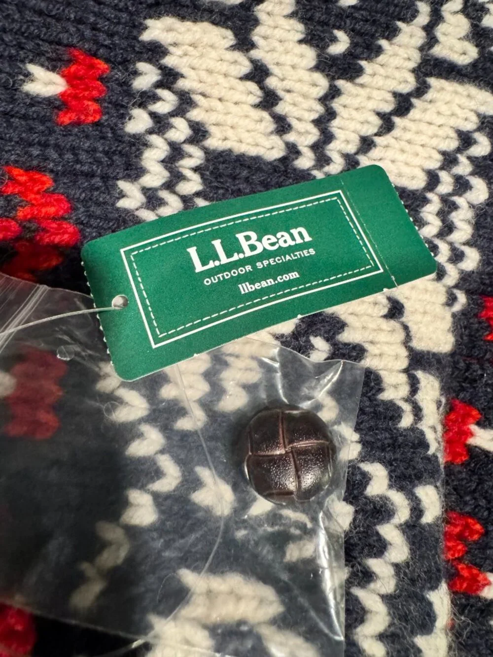 L.L.Bean Classic Ragg Wool Fair Isle Henley Sweater Men’s XL Navy (NWT)